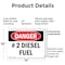 Signmission No. 2 Diesel Fuel Danger Sign, Plastic, 14in W x 10in L, 2PK OS-2PACK-DS-P-1014-L-1120 - alternate 3